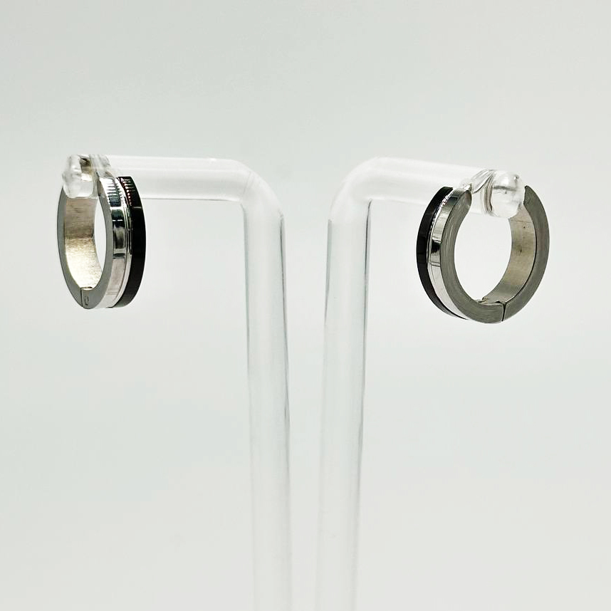 Швензы с черной эмалью размер 16мм*4мм цвет серебро